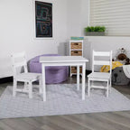 Set per bambini composto da tavolo in legno massello e 2 sedie - grigio / naturale / bianco - 2 posti
