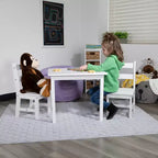 Set per bambini composto da tavolo in legno massello e 2 sedie - grigio / naturale / bianco - 2 posti