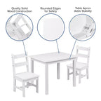 Set per bambini composto da tavolo in legno massello e 2 sedie - grigio / naturale / bianco - 2 posti