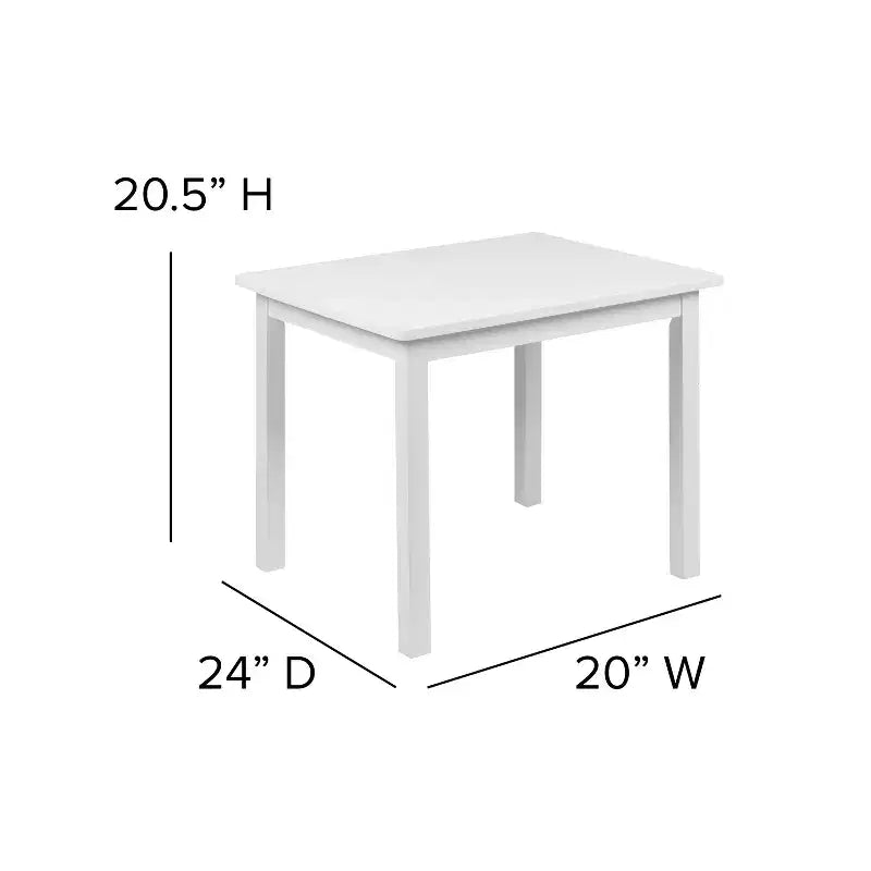 Set 3 pezzi tavolo e 2 sedie per bambini in legno massello – Grigio / Naturale / Bianco – 2 posti