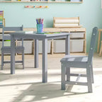 Set per bambini composto da tavolo in legno massello e 2 sedie - grigio / naturale / bianco - 2 posti