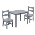Set per bambini composto da tavolo in legno massello e 2 sedie - grigio / naturale / bianco - 2 posti