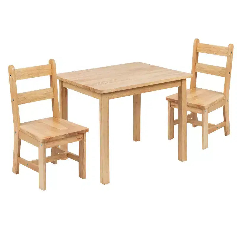 Set 3 pezzi tavolo e 2 sedie per bambini in legno massello – Grigio / Naturale / Bianco – 2 posti