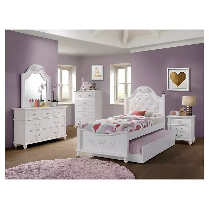 Letto per bambini imbottito capitonné bianco – una piazza/una piazza e mezza, 1 persona