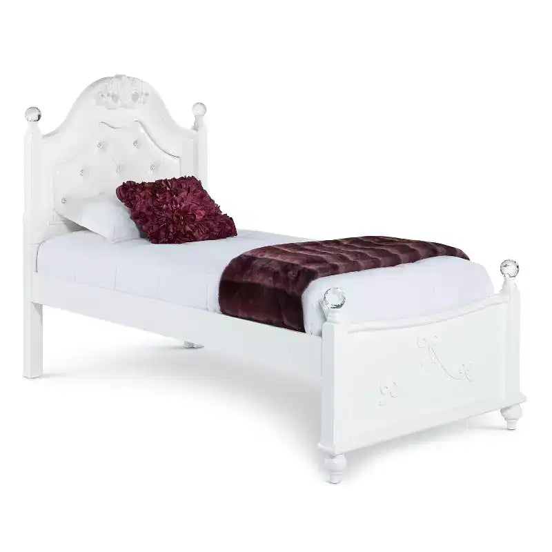 Letto per bambini imbottito capitonné bianco – una piazza/una piazza e mezza, 1 persona