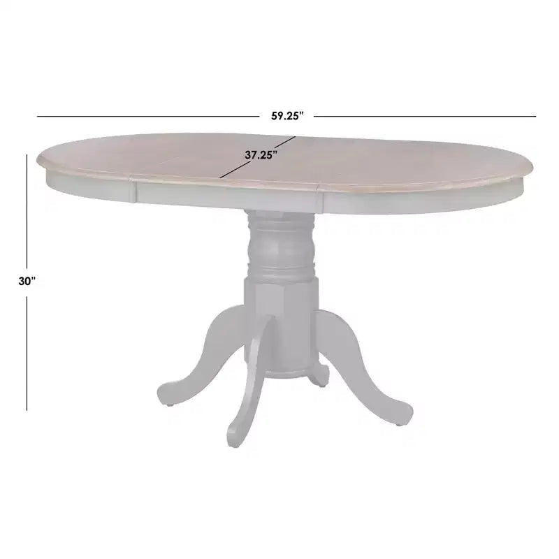 Tavolo da pranzo rotondo allungabile con piedistallo, grigio/noce, posti a sedere fino a 6 persone