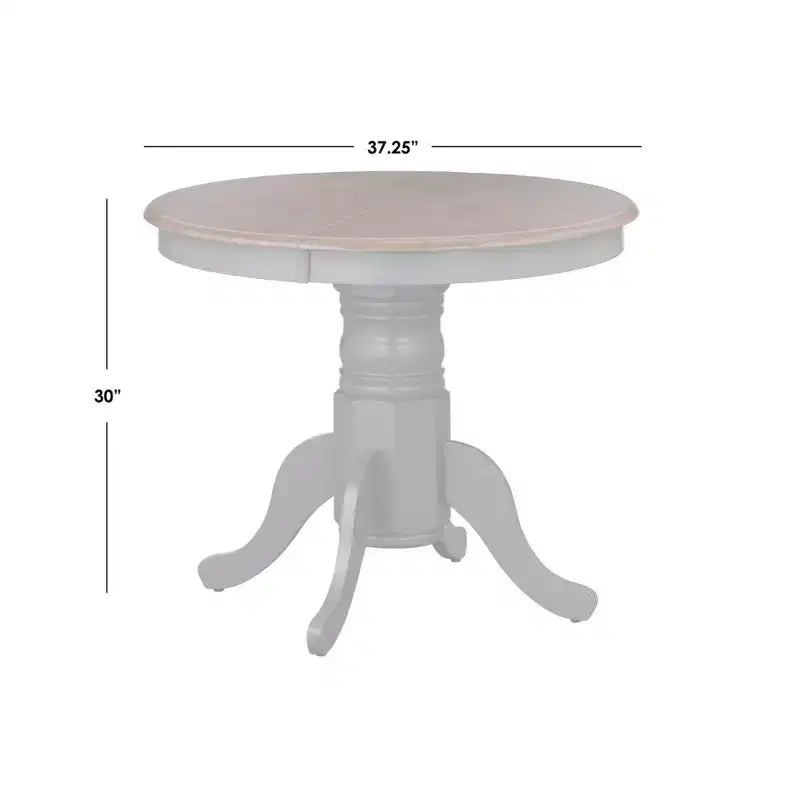 Tavolo da pranzo rotondo allungabile con piedistallo, grigio/noce, posti a sedere fino a 6 persone