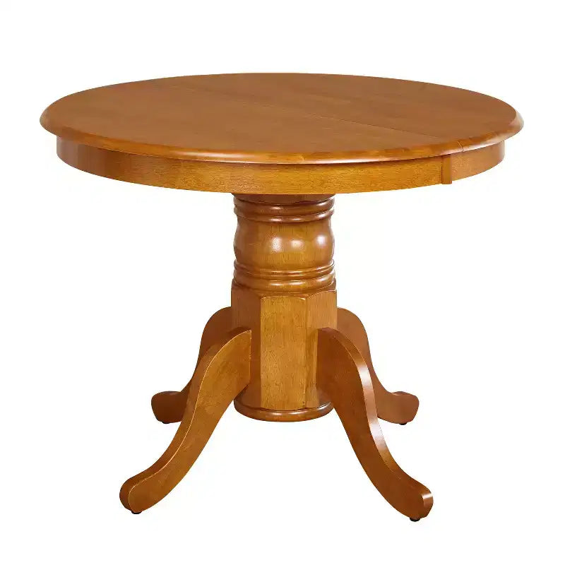 Tavolo da pranzo rotondo allungabile con piedistallo, grigio/noce, posti a sedere fino a 6 persone