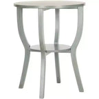 Tavolino rotondo d'appoggio – Grigio Cenere / Blu / Miele Naturale / Bianco Decapato, Stile Cottage, 1 Pezzo
