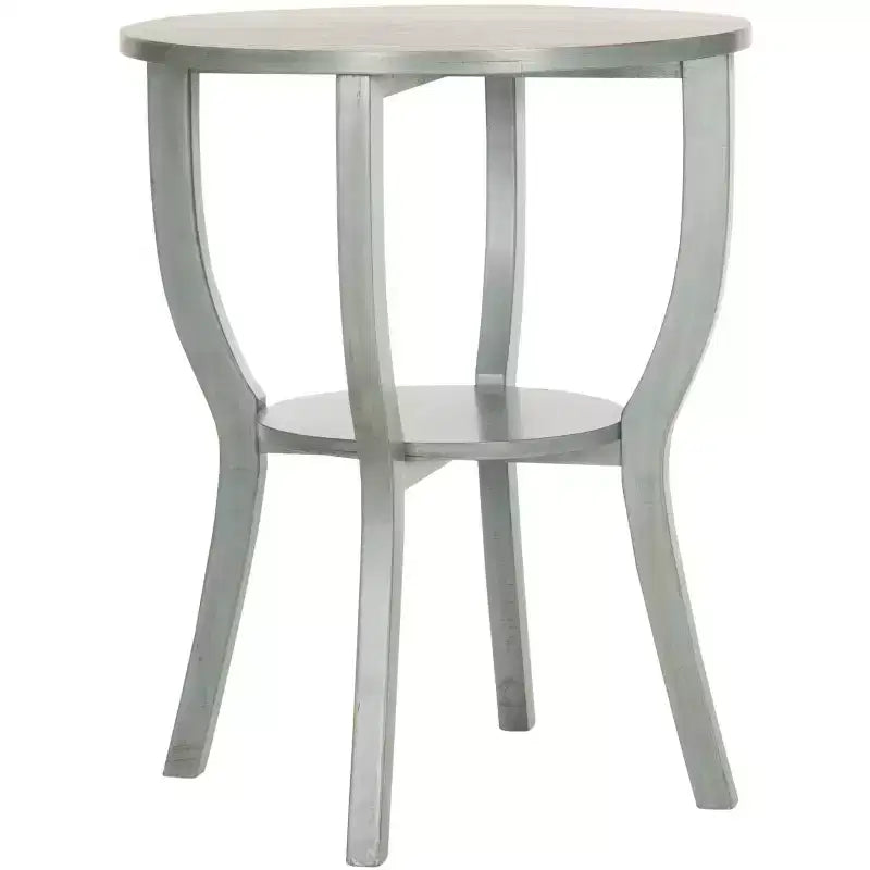 Tavolino rotondo d'appoggio – Grigio Cenere / Blu / Miele Naturale / Bianco Decapato, Stile Cottage, 1 Pezzo