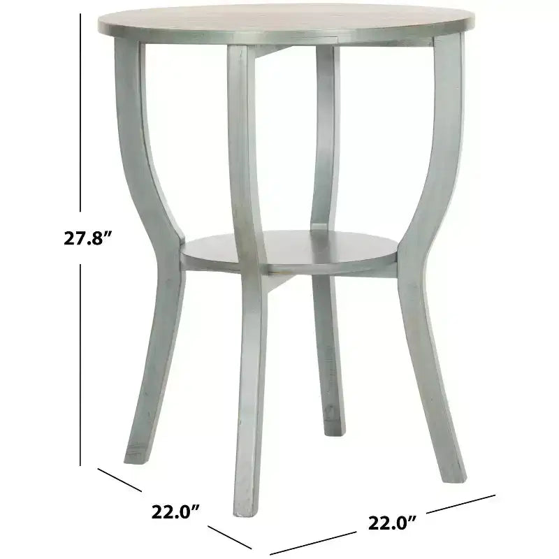 Tavolino rotondo d'appoggio – Grigio Cenere / Blu / Miele Naturale / Bianco Decapato, Stile Cottage, 1 Pezzo