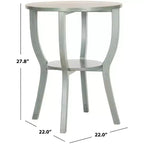 Tavolino rotondo d'appoggio – Grigio Cenere / Blu / Miele Naturale / Bianco Decapato, Stile Cottage, 1 Pezzo
