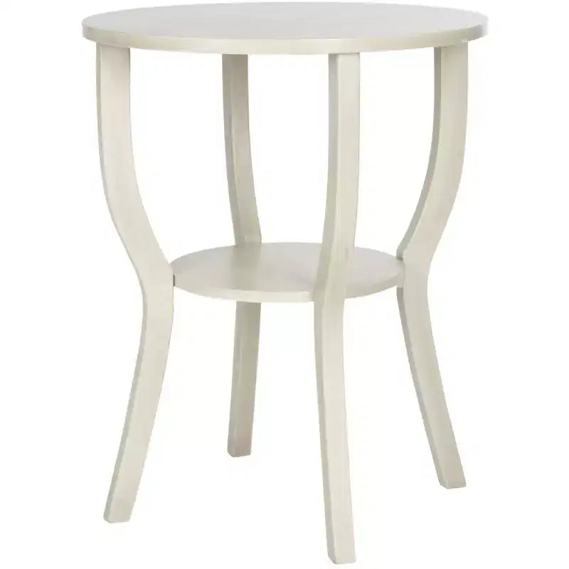Tavolino rotondo d'appoggio – Grigio Cenere / Blu / Miele Naturale / Bianco Decapato, Stile Cottage, 1 Pezzo