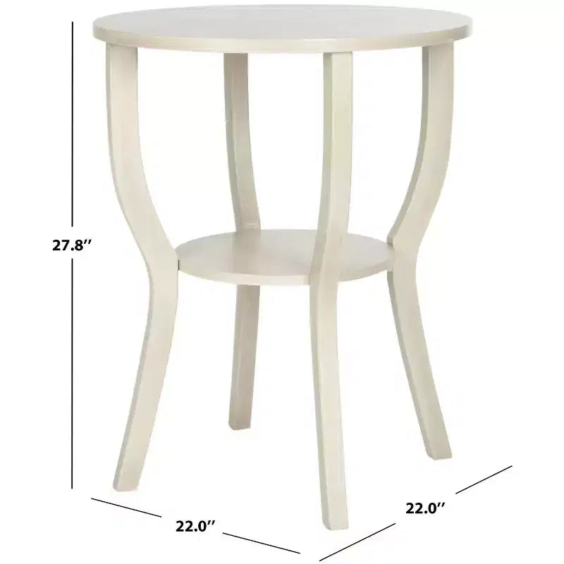 Tavolino rotondo d'appoggio – Grigio Cenere / Blu / Miele Naturale / Bianco Decapato, Stile Cottage, 1 Pezzo