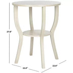 Tavolino rotondo d'appoggio – Grigio Cenere / Blu / Miele Naturale / Bianco Decapato, Stile Cottage, 1 Pezzo