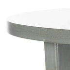 Tavolino rotondo d'appoggio – Grigio Cenere / Blu / Miele Naturale / Bianco Decapato, Stile Cottage, 1 Pezzo