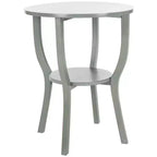 Tavolino rotondo d'appoggio – Grigio Cenere / Blu / Miele Naturale / Bianco Decapato, Stile Cottage, 1 Pezzo