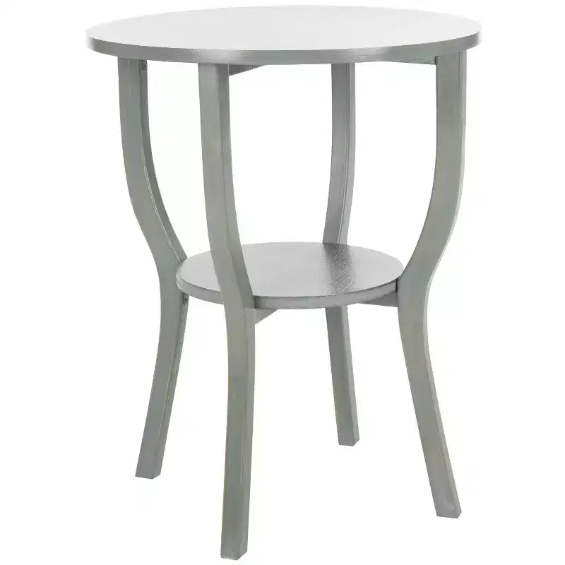 Tavolino rotondo d'appoggio – Grigio Cenere / Blu / Miele Naturale / Bianco Decapato, Stile Cottage, 1 Pezzo