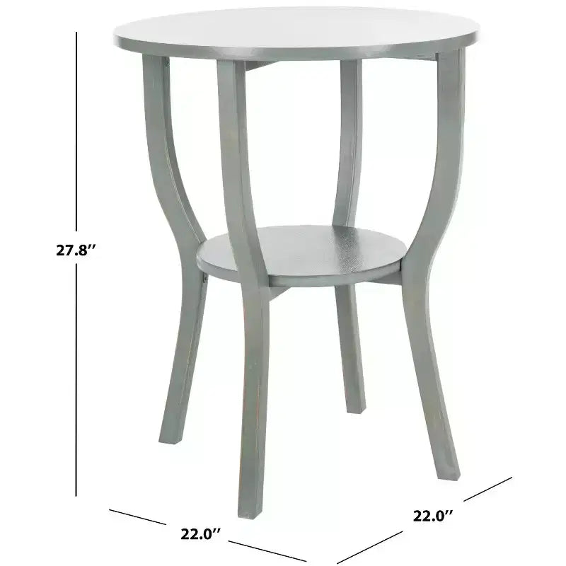 Tavolino rotondo d'appoggio – Grigio Cenere / Blu / Miele Naturale / Bianco Decapato, Stile Cottage, 1 Pezzo