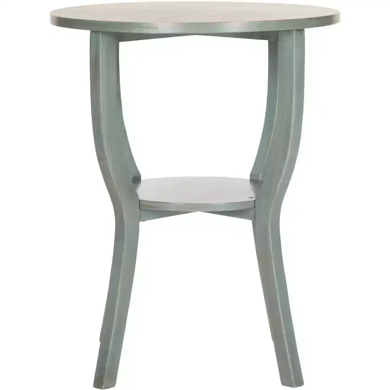 Tavolino rotondo d'appoggio – Grigio Cenere / Blu / Miele Naturale / Bianco Decapato, Stile Cottage, 1 Pezzo