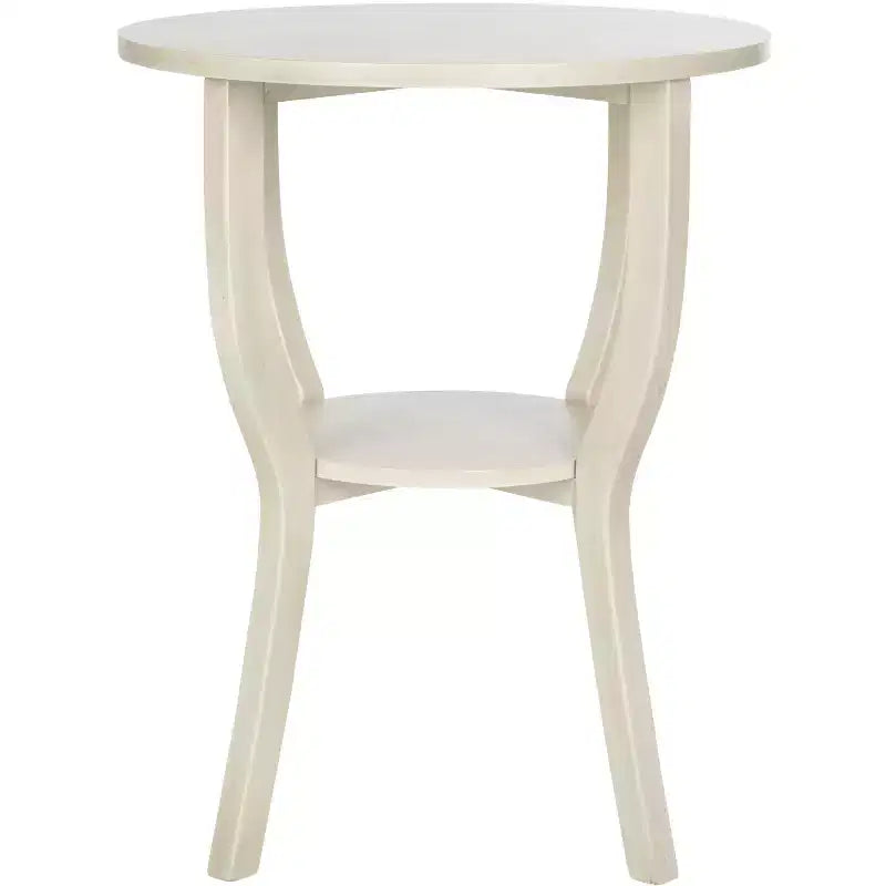 Tavolino rotondo d'appoggio – Grigio Cenere / Blu / Miele Naturale / Bianco Decapato, Stile Cottage, 1 Pezzo