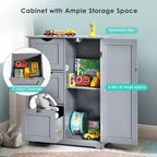 Bathroom Floor Cabinet Side Storage Cabinet with 3 Drawers and 1 Cupboard, Black/Gray/White, 1-Person Assembly