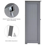 Bathroom Floor Cabinet Side Storage Cabinet with 3 Drawers and 1 Cupboard, Black/Gray/White, 1-Person Assembly