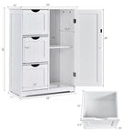 Bathroom Floor Cabinet Side Storage Cabinet with 3 Drawers and 1 Cupboard, Black/Gray/White, 1-Person Assembly