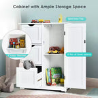 Bathroom Floor Cabinet Side Storage Cabinet with 3 Drawers and 1 Cupboard, Black/Gray/White, 1-Person Assembly