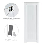 Bathroom Floor Cabinet Side Storage Cabinet with 3 Drawers and 1 Cupboard, Black/Gray/White, 1-Person Assembly