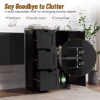 Bathroom Floor Cabinet Side Storage Cabinet with 3 Drawers and 1 Cupboard, Black/Gray/White, 1-Person Assembly