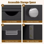 Bathroom Floor Cabinet Side Storage Cabinet with 3 Drawers and 1 Cupboard, Black/Gray/White, 1-Person Assembly
