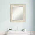 Specchio da parete rustico rettangolare incorniciato Birch Cream, singolo