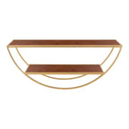 Mensola a muro semicircolare, Nero / Oro / Noce, 2 ripiani