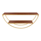 Mensola a muro semicircolare, Nero / Oro / Noce, 2 ripiani