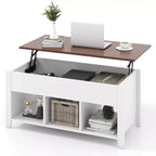 Costway Lift Top Coffee Table w/ Hidden Compartment and Storage Shelves Modern Furniture