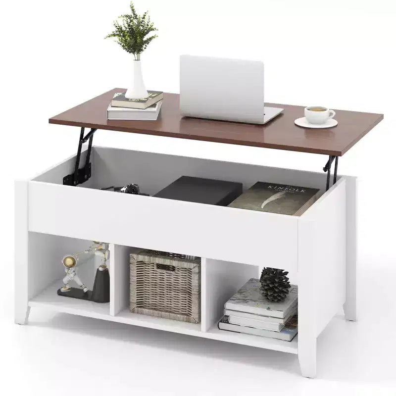 Costway Lift Top Coffee Table w/ Hidden Compartment and Storage Shelves Modern Furniture