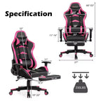 Poltrona gaming reclinabile rosa / rossa / bianca con poggiapiedi, per 1