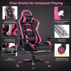 Poltrona gaming reclinabile rosa / rossa / bianca con poggiapiedi, per 1