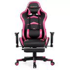 Poltrona gaming reclinabile rosa / rossa / bianca con poggiapiedi, per 1