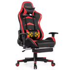 Poltrona gaming reclinabile rosa / rossa / bianca con poggiapiedi, per 1