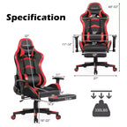 Poltrona gaming reclinabile rosa / rossa / bianca con poggiapiedi, per 1