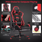 Poltrona gaming reclinabile rosa / rossa / bianca con poggiapiedi, per 1