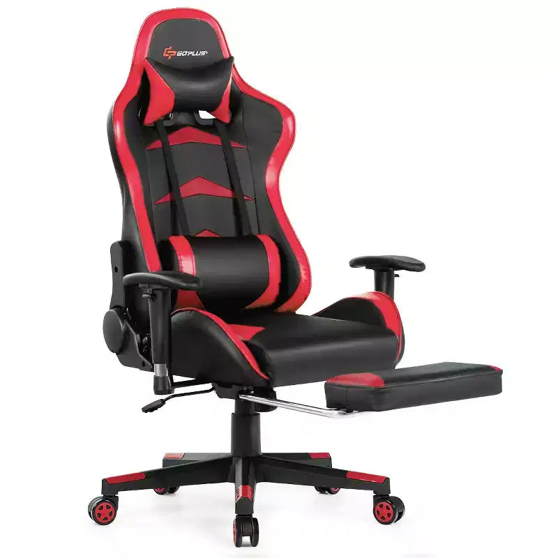 Poltrona gaming reclinabile rosa / rossa / bianca con poggiapiedi, per 1