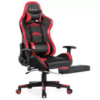 Poltrona gaming reclinabile rosa / rossa / bianca con poggiapiedi, per 1