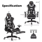 Poltrona gaming reclinabile rosa / rossa / bianca con poggiapiedi, per 1