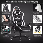 Poltrona gaming reclinabile rosa / rossa / bianca con poggiapiedi, per 1