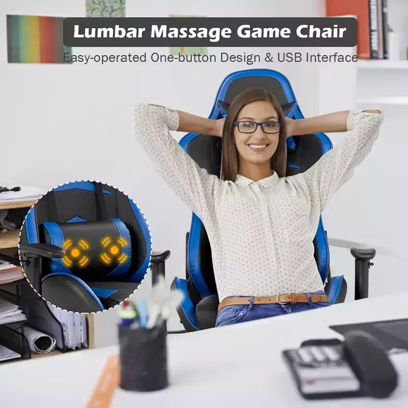 Poltrona gaming reclinabile rosa / rossa / bianca con poggiapiedi, per 1