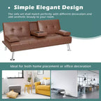 Divano letto futon pieghevole convertibile nero/marrone, pelle sintetica, 2 posti