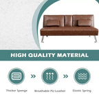 Divano letto futon pieghevole convertibile nero/marrone, pelle sintetica, 2 posti